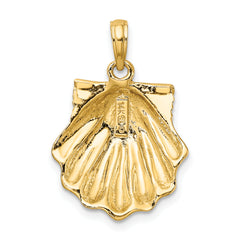 14K Textured Scallop Shell Charm