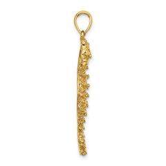 14K Textured Seahorse Charm