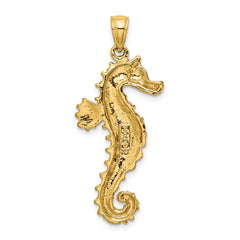 14K Textured Seahorse Charm
