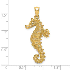 14K Textured Seahorse Charm