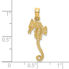 14K 3-D Textured Seahorse with Tail Charm
