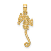 14K 3-D Textured Seahorse with Tail Charm