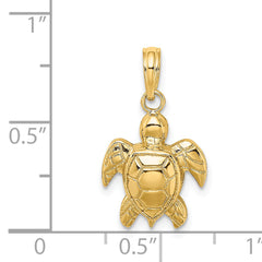 14K Textured Sea Turtle Charm