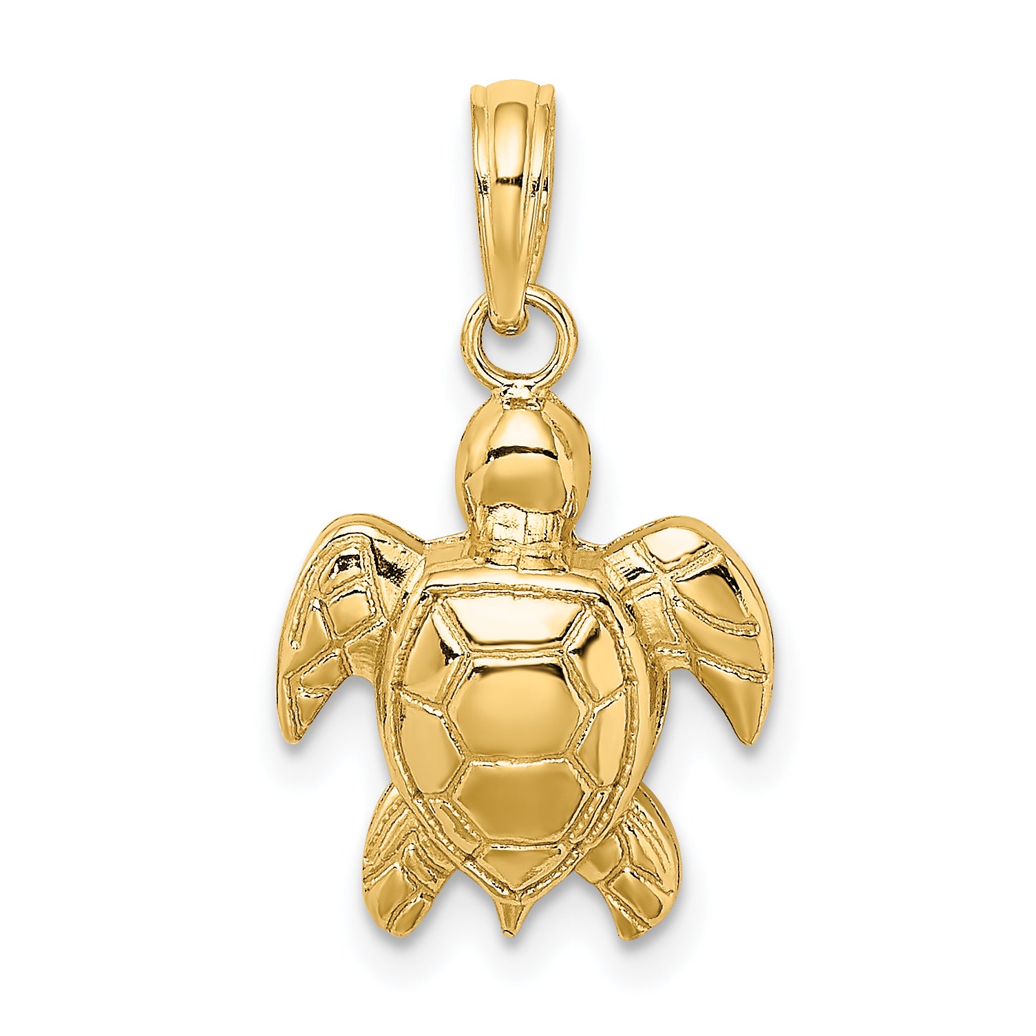 14K Textured Sea Turtle Charm