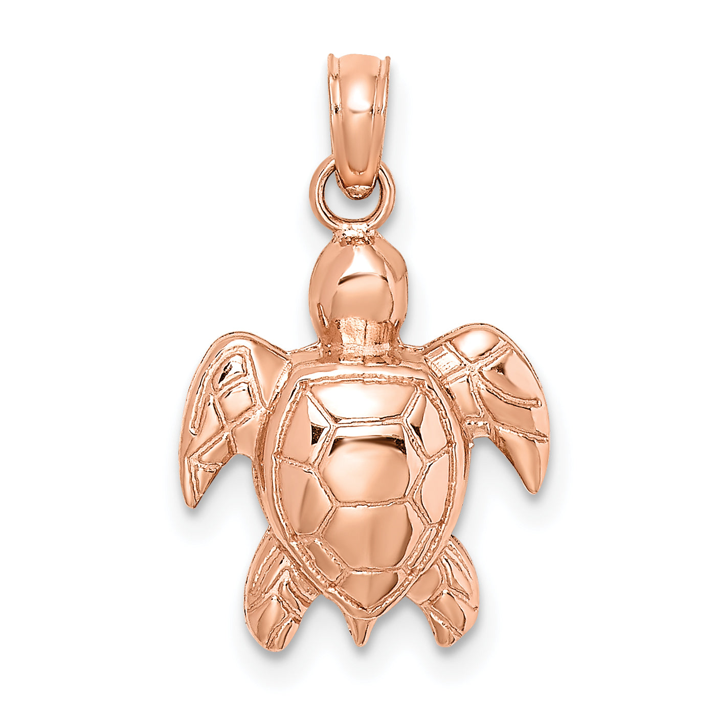 14K Rose Gold Textured Sea Turtle Charm