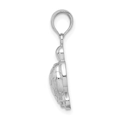 14K White Gold 2-D Textured Sea Turtle Charm
