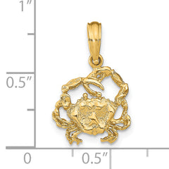 14K Textured Crab Charm