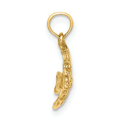 14K Polished Engraved FISH Charm