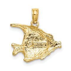 14K Polished Engraved FISH Charm