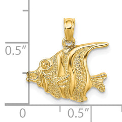 14K Polished Engraved FISH Charm