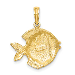 14K Polished Engraved Fish Charm