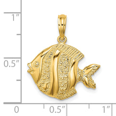14K Polished Engraved Fish Charm