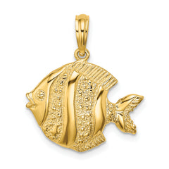 14K Polished Engraved Fish Charm
