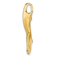 14K 3-D Polished Engraved Whale Tail Chain Slide