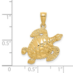 14K Textured Sea Turtle Charm