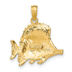 14K Polished Engraved Fish Charm