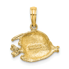 14K Polished Engraved Fish Charm