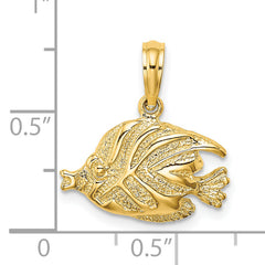 14K Polished Engraved Fish Charm