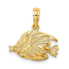 14K Polished Engraved Fish Charm