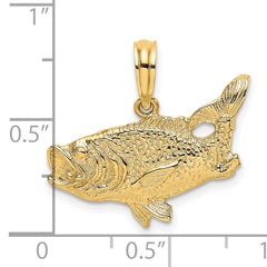 14K 2-D Bass Fish w/ Tail Up Charm