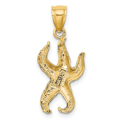 14K Textured Starfish Charm