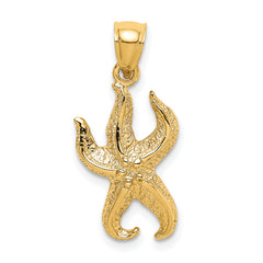 14K Textured Starfish Charm