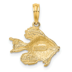14K Polished Engraved Fish Charm