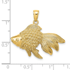 14K 2-D & Engraved Striped Fish Charm