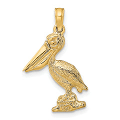 14K 3-D Standing Pelican with Moveable Mouth Charm