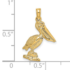 14K 3-D Standing Pelican with Moveable Mouth Charm