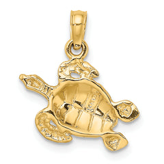 14K Textured Sea Turtle Charm