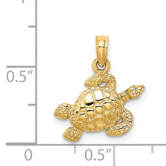 14K Textured Sea Turtle Charm