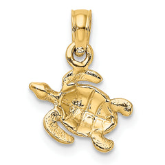 14K Textured Sea Turtle Charm