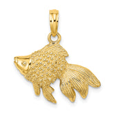 14K Textured Gold Fish Charm