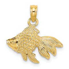 14K 2-D Textured Gold Fish Charm