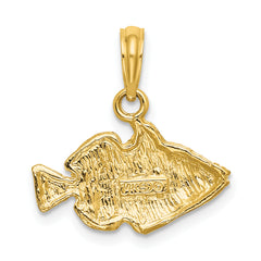14K 2-D Engraved Striped Fish Charm