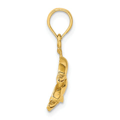 14K Polished /Engraved Dolphins Charm