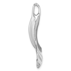 14K White Gold 3-D Polished Whale Tail Chain Slide
