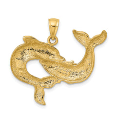 14K Polished Two Dolphins Together Charm