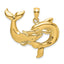 Two Dolphins Together Charm in 14K Yellow Gold, 25mm Textured - Sophia Jewelers