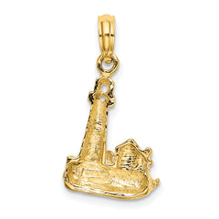 14K 2-D Lighthouse W/ Waves and Buildings Charm