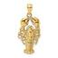 Maine Lobster Charm in 14K Yellow Gold, 35mm Textured - Sophia Jewelers