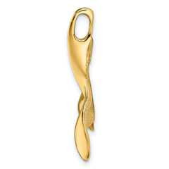 14K 3-D Polished/Textured Whale Tail Charm