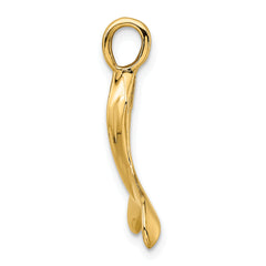 14K 3-D Polished Whale Tail Charm