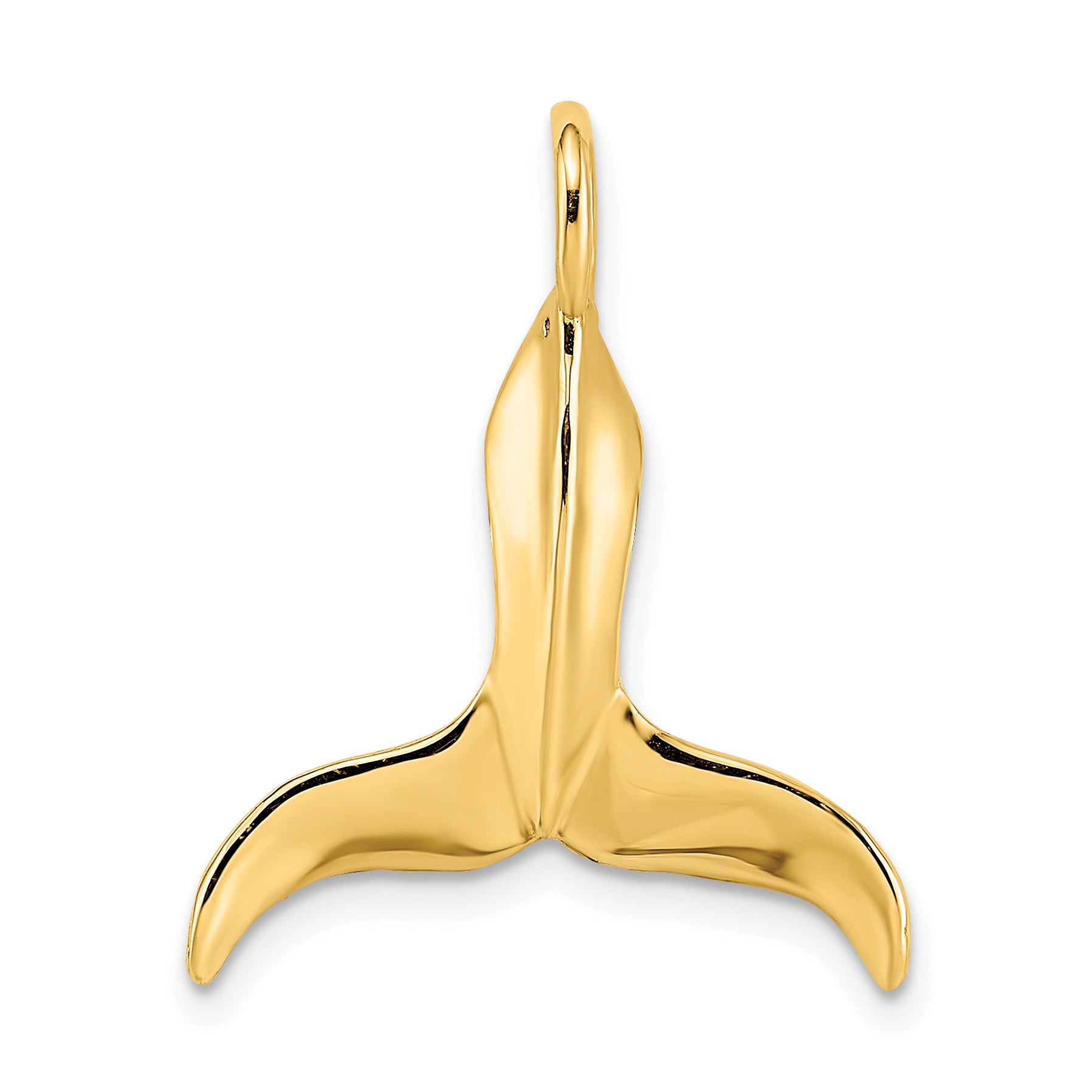 14K 3-D Polished Whale Tail Charm