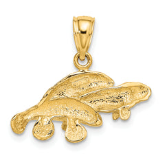 14K Polished Triple Manatee Charm