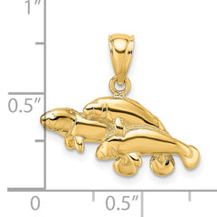 14K Polished Triple Manatee Charm