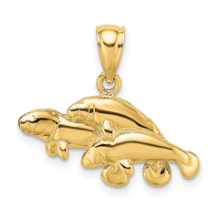 14K Polished Triple Manatee Charm