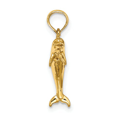 14K 3-D Polished Mini Dolphin Jumping Charm