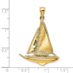 14K 3-D Polished Sailboat Charm